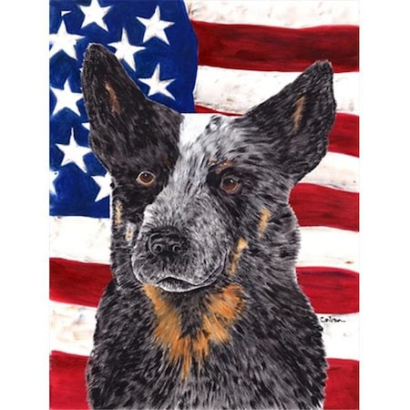 Carolines Treasures Carolines Treasures SC9109CHF USA American Flag with Australian Cattle Dog Canvas Flag - House Size; 28 x 40 in. SC9109CHF